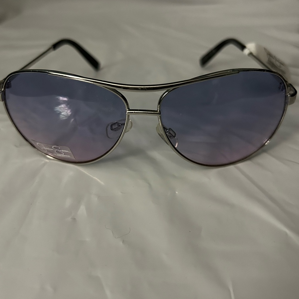 Jessica Simpson Silver and Blue Aviator Sunglasses